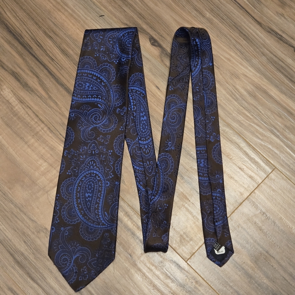 Emilio Romano Silk Black & Blue Paisley Tie